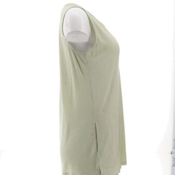 TUNIC TOP - DENIM & CO - Dress Blouse Sleeveless Shirt - NWT - Sm Petite - Sage - Picture 3 of 3